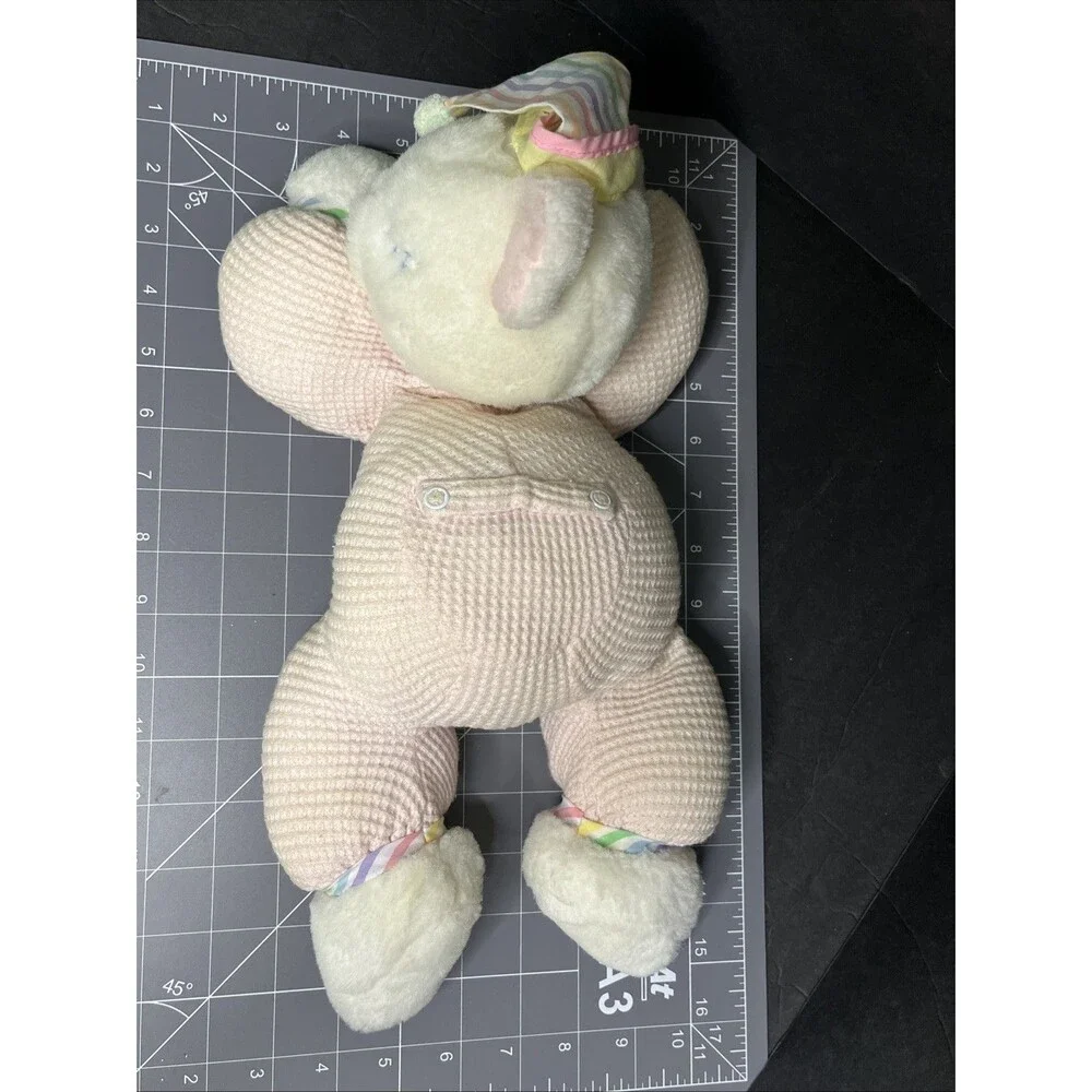 Vintage Eden Sleeping Bear Pink Thermal Waffle Weave PJs Stripe Hat